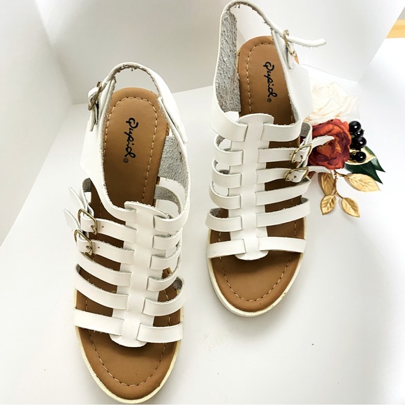 Qupid Happa Women's Wedge Platform Heels White Sandals, Size 9.0 NWOT - Picture 4 of 14